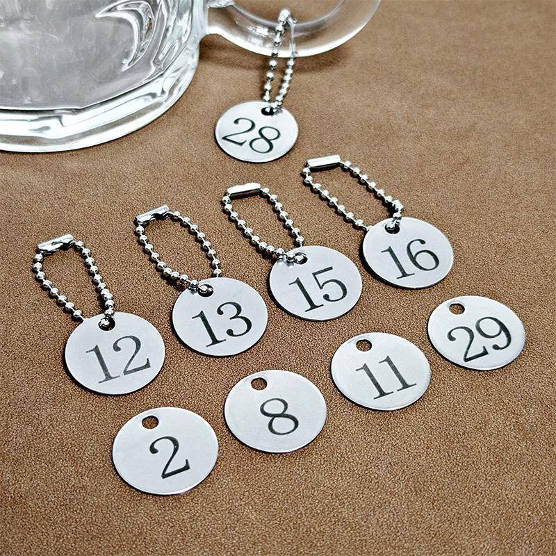 不锈钢金属号码牌数字牌编号牌餐厅酒店茶杯标识牌刻字水杯定制牌