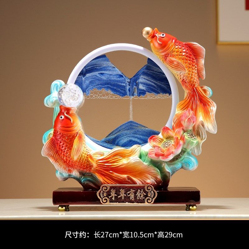 新中式年年有余流沙画创意摆件客厅酒柜电视柜玄关柜乔迁搬家礼物,家居饰品,装饰摆件,淘宝优惠券,粉丝福利购,淘宝优惠卷