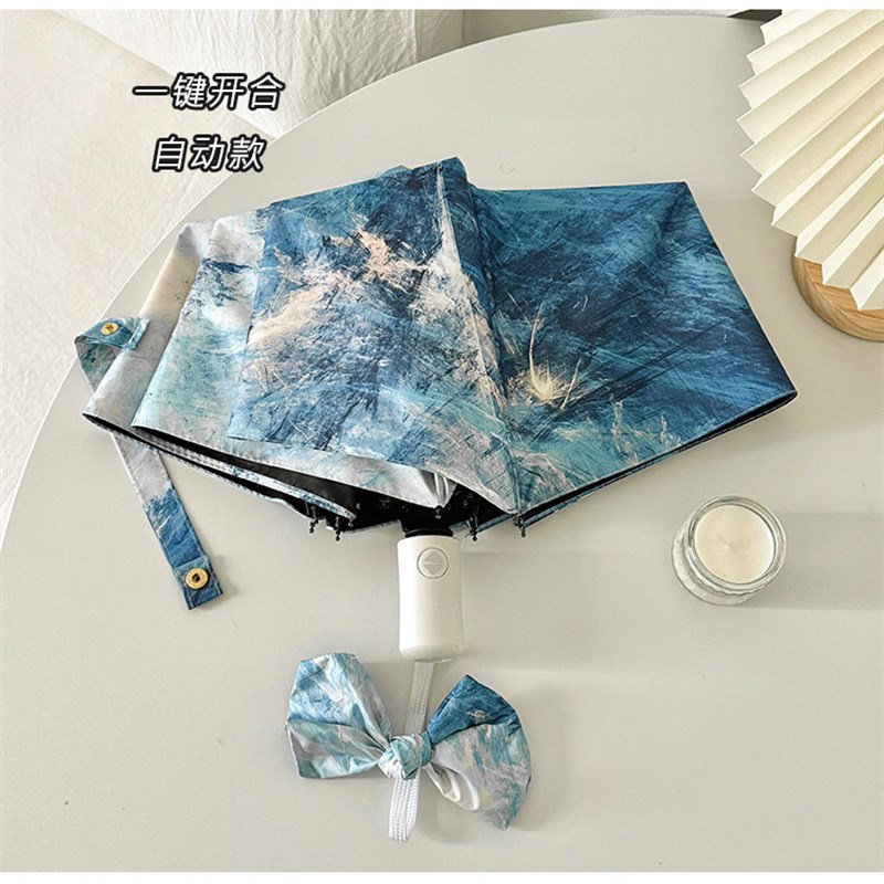 数码印撞色涂鸦款五折迷你口袋雨伞定制Glogo晴雨两用遮阳伞遮阳