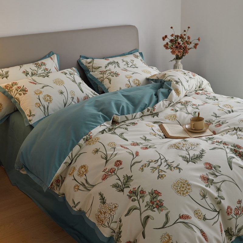 高端轻奢纯棉磨毛j四件套100全棉高级感裸睡床上用品加厚床单被套