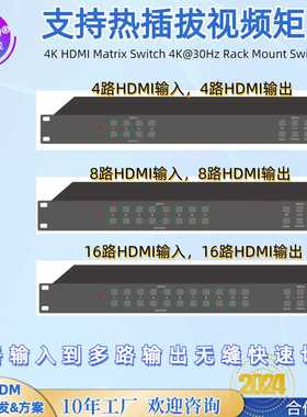 NH-TECH2024新款视频矩阵HDMI/DVI4K@30Hz?持热拔插多路拼接会议