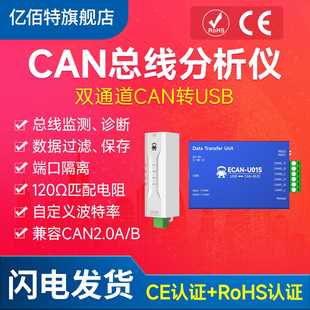 CAN转USB智能协议转换器CAN2.0调试器总线分析仪离线监测兼容zlg