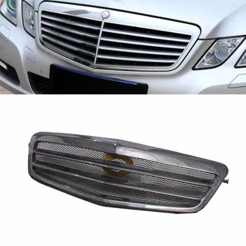 适用于10-13款奔驰E级W212碳纤维改装无标中网前格栅鬼面罩水箱网