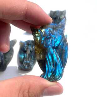 跨境热销天然水晶拉长石天使摆件灰月光石天使雕刻品摆件吊坠