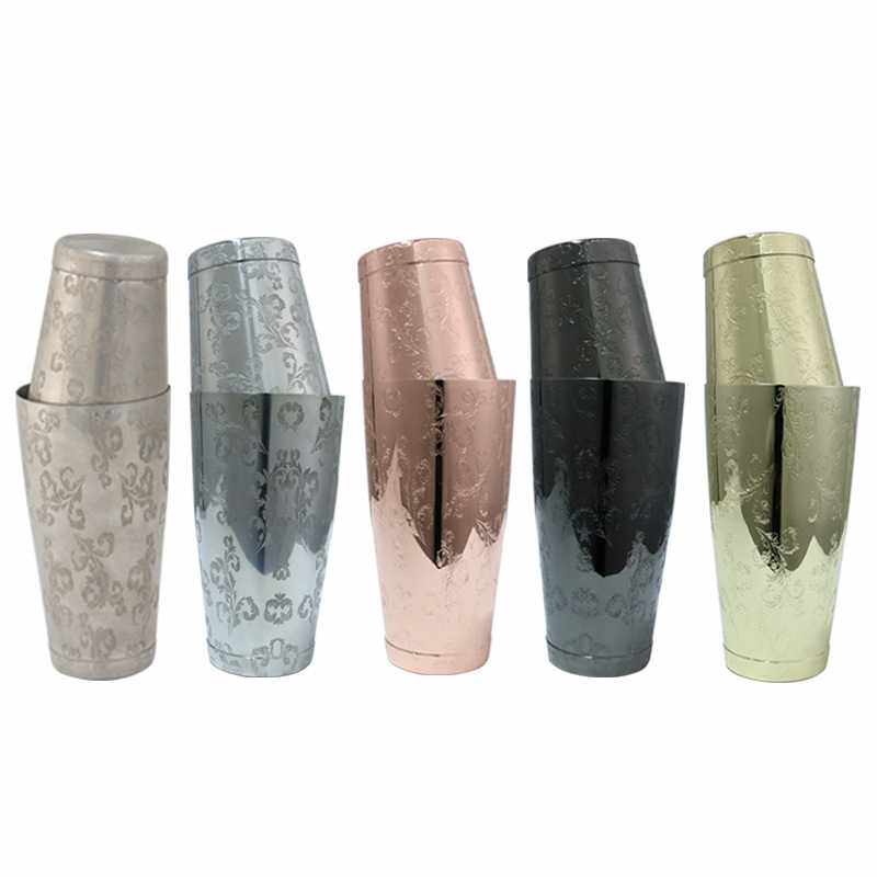 调酒工具全套不锈钢鸡尾酒酒吧调酒器套装刻花美式波士顿shaker