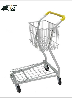 超市购物车 蔬果店手推车理货车 KTV酒水推车 小型双层超市购物车