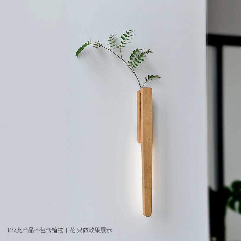 原木花道创意led花器灯可手持免布线磁吸充电小夜灯客厅床头壁灯