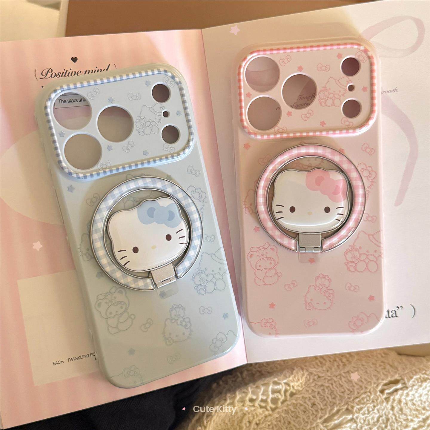 猫咪线条适用苹果17promax手机包iphone16闺蜜卡通15磁吸支架13软
