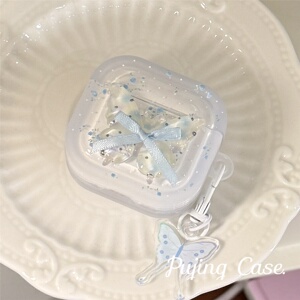 唯美碎花蝴蝶适用AirPods4保护套3代挂件1/2苹果蓝牙耳机软pro2包