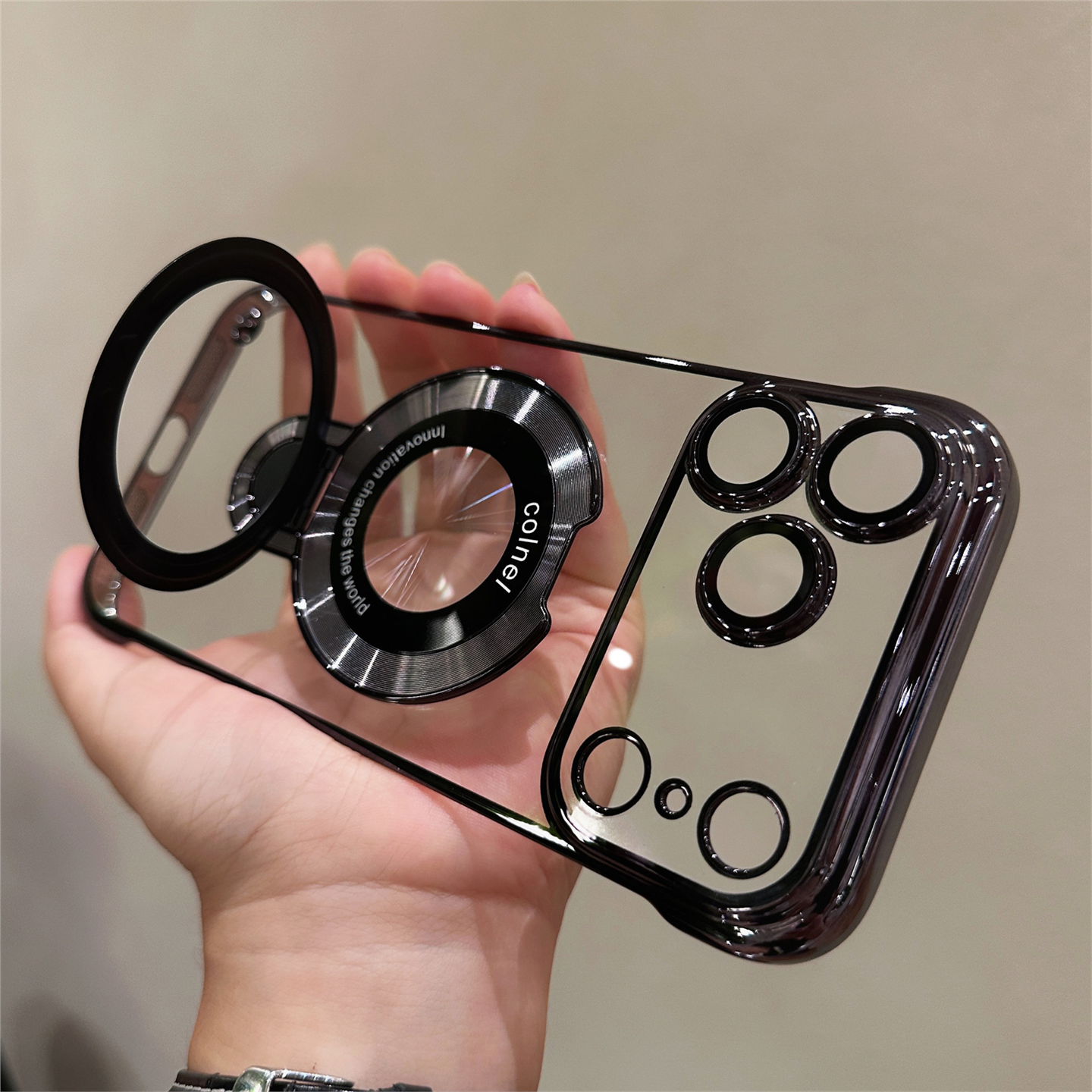 电镀无边框磁吸支架适用iP