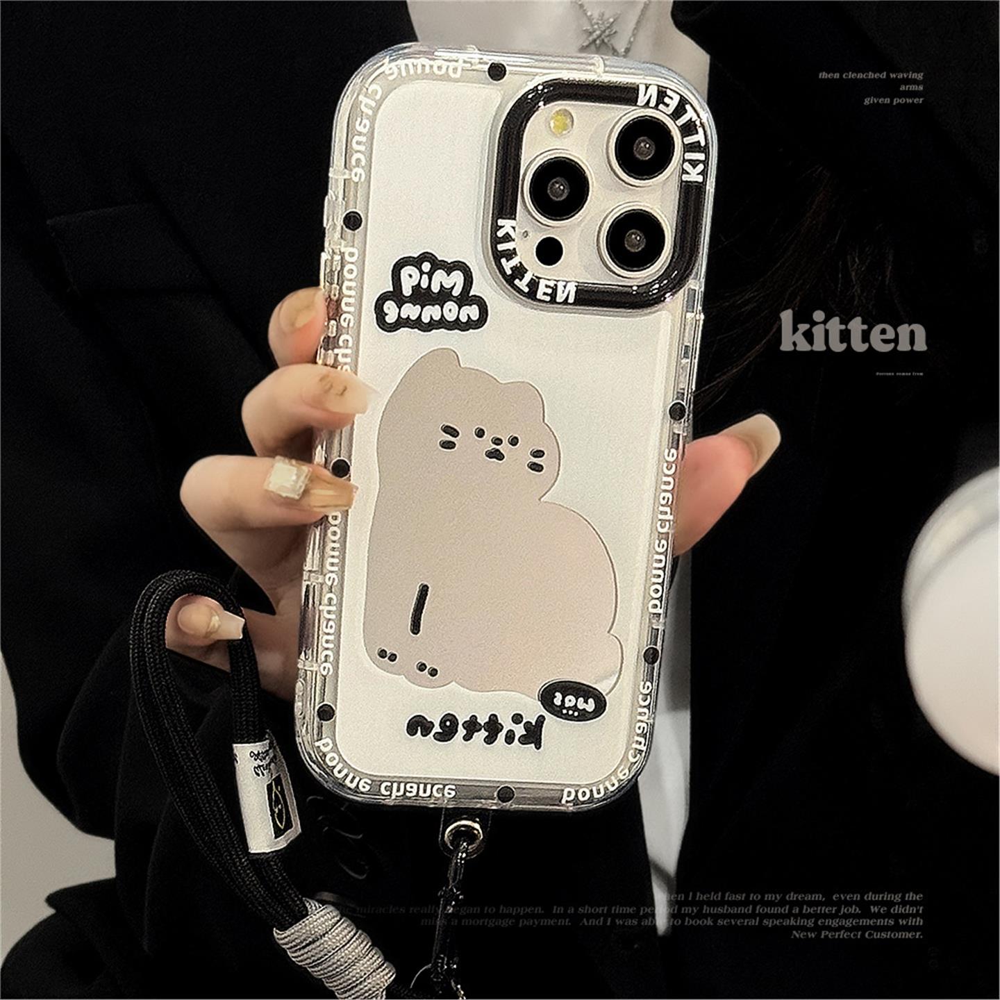ins风镜面卡通猫咪适用16P