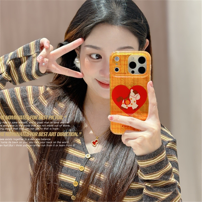 橙色格子爱心小马适用17手机壳