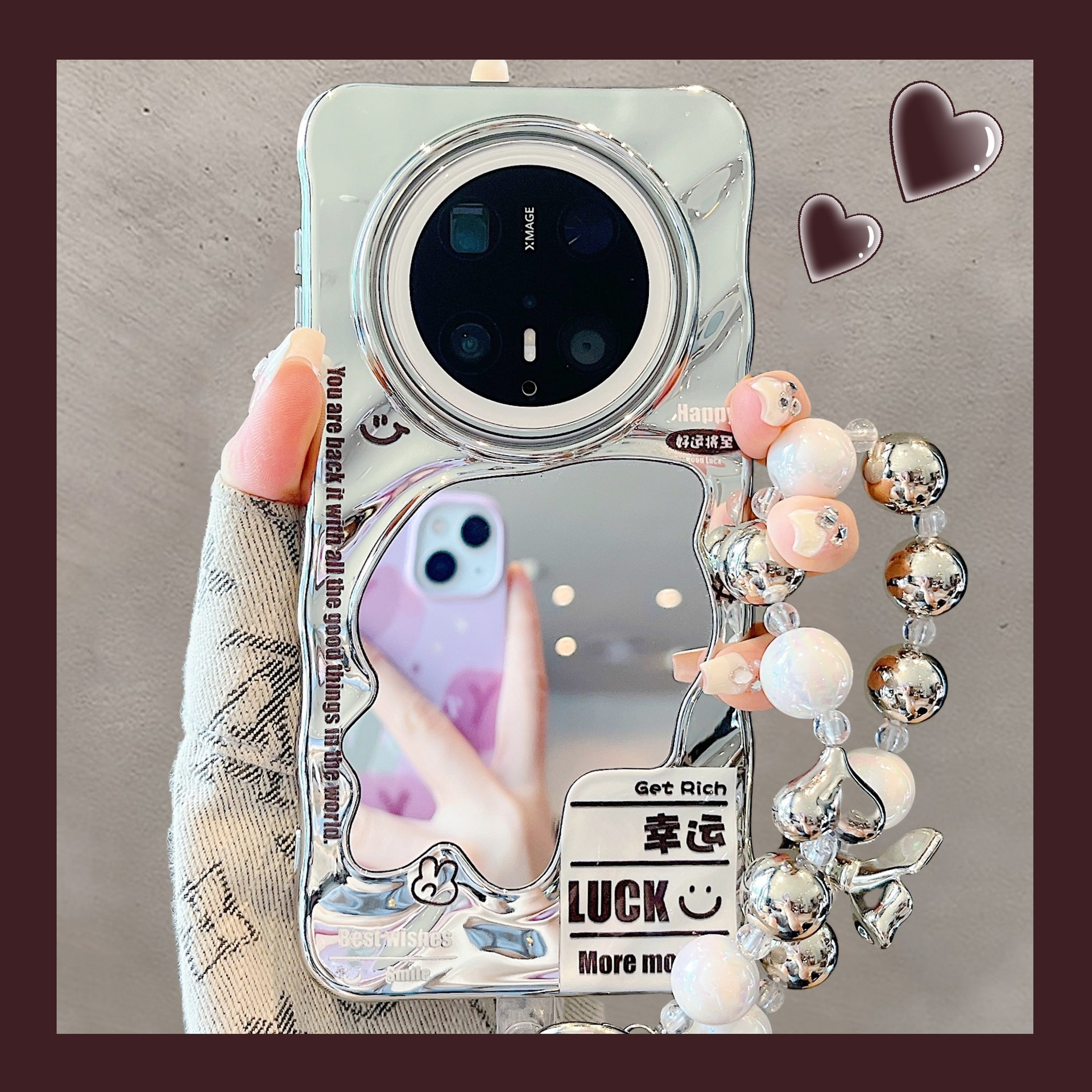 适用华为mate70pro+新款手机壳韩风ins小众笑脸标签幸运mate60/50