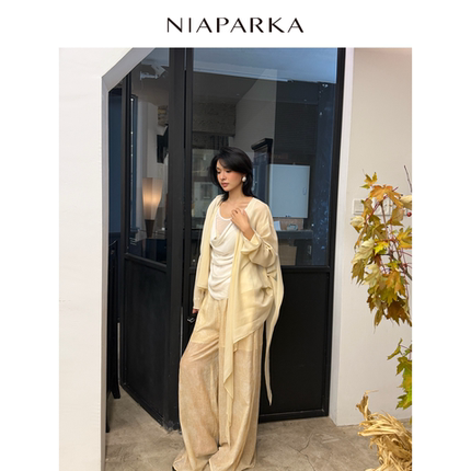 niaparka 2026春夏内搭宽松假两件荡领法式褶皱吊带背心