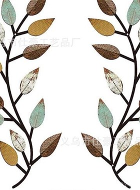 新款铁艺树叶墙h面装饰金属橄榄叶壁挂黑色烤漆艺术壁挂客厅装饰