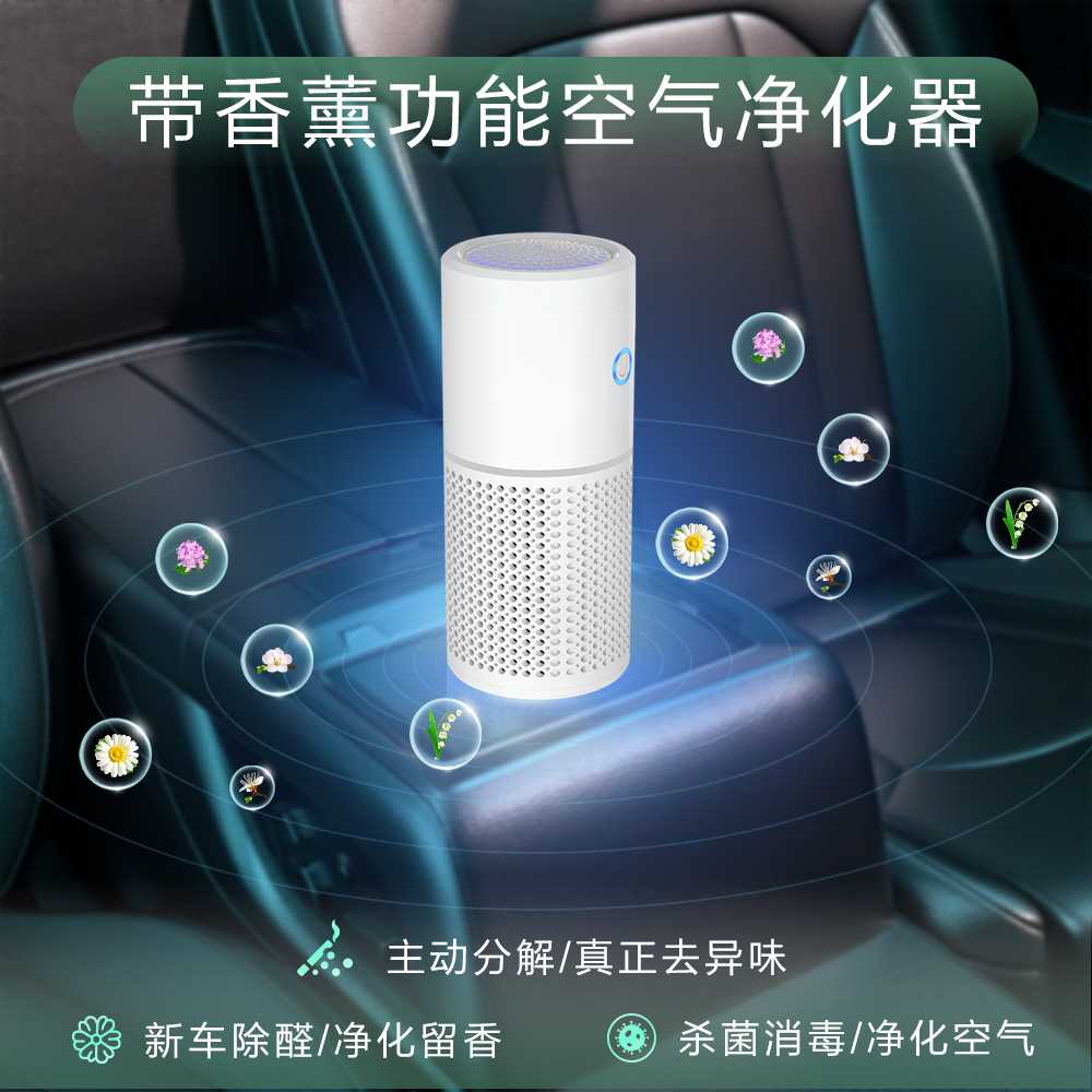 便携式车载空气净化器除甲醛除异味负离子HEPA活性炭滤网净化器