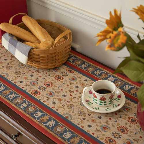 复古桌旗茶旗布流苏美式长条餐桌布餐厅家居玄关装饰轻奢涤纶盖布