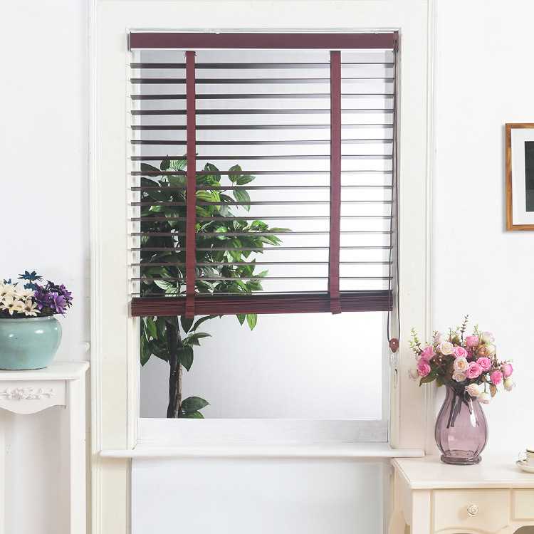 中式实木百叶窗帘书房客厅卧室卫生间电动遮光升降卷帘百叶帘木质