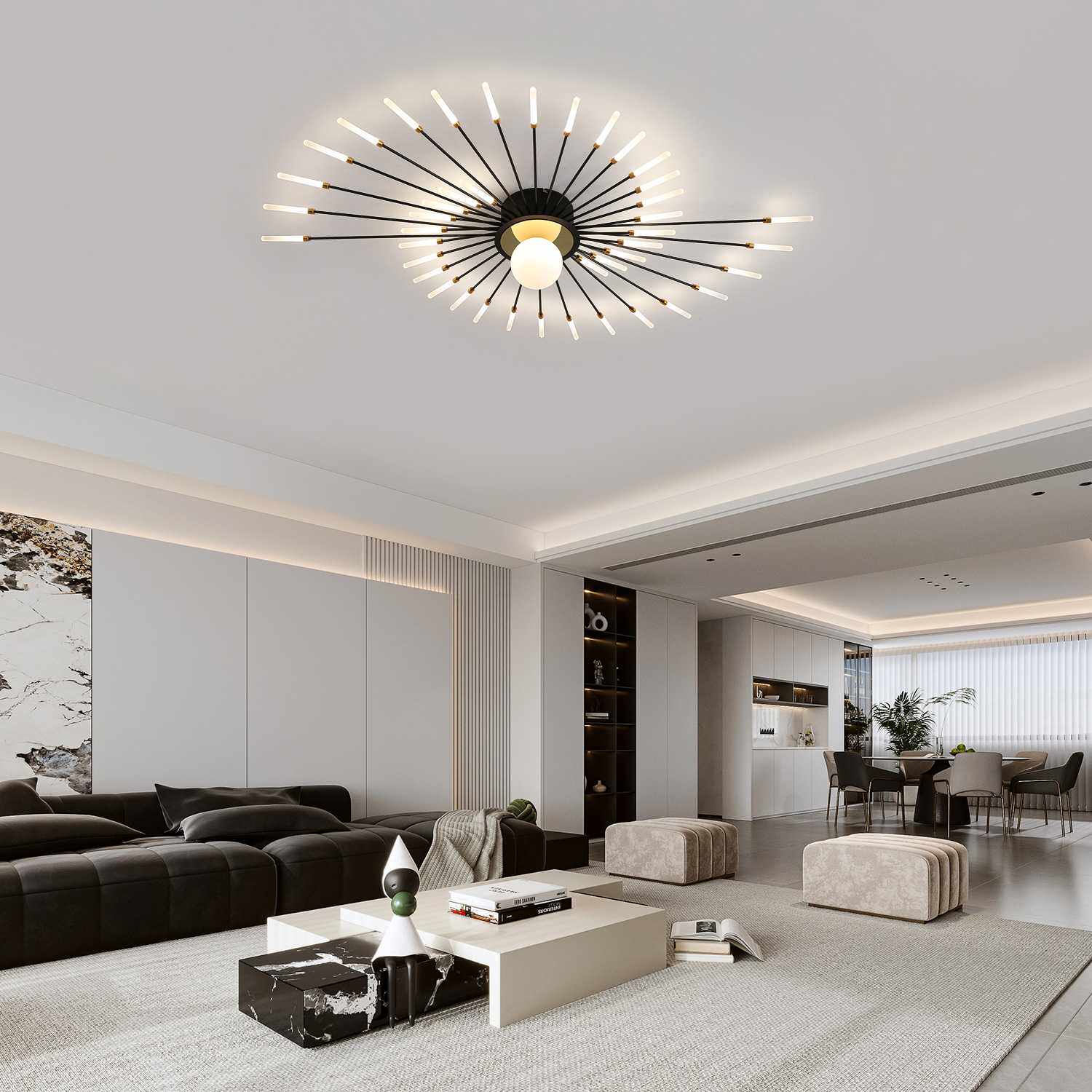 新款烟花客厅灯现代LED吸顶灯升级版时尚中山家装灯饰卧室灯具