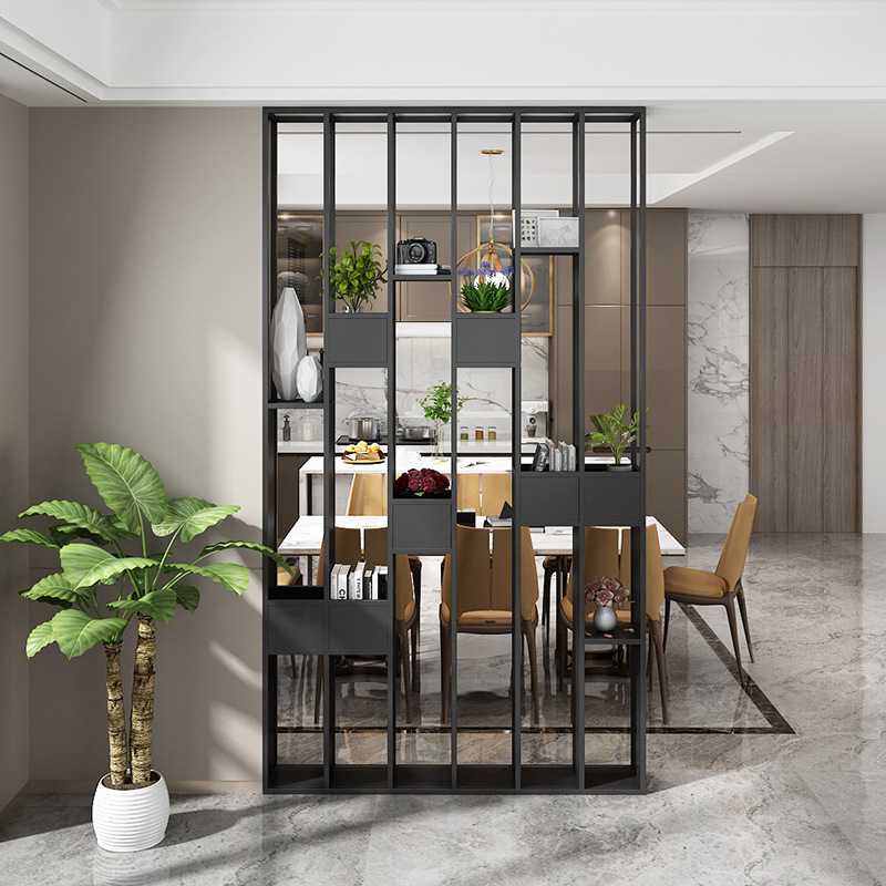 办公室北欧屏风隔断 客厅遮挡家用玄关装饰架 镂空金属花架隔断墙