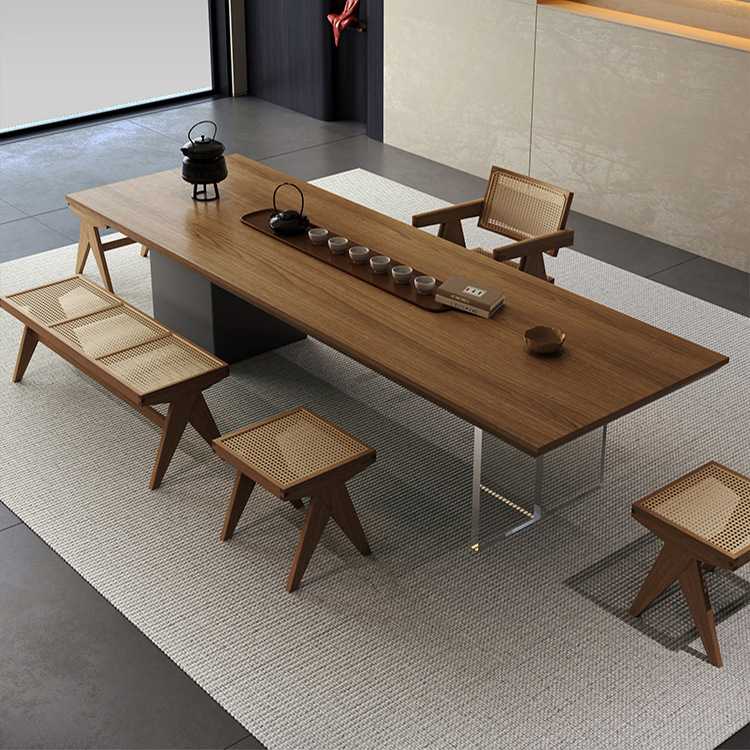 现代中式实木大板泡茶桌简约禅意公司会客接待茶桌椅家用民宿茶台