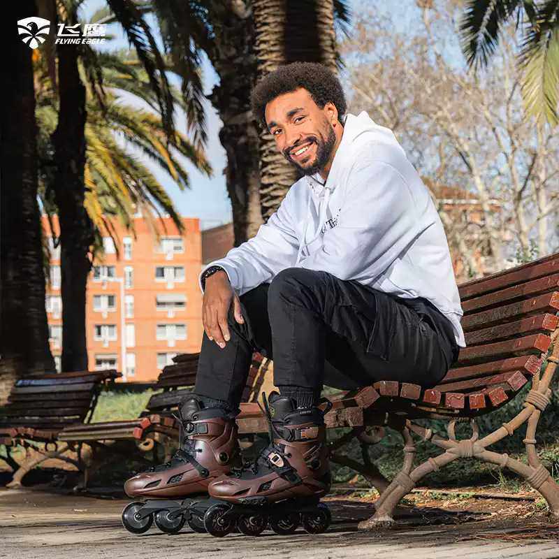 飞鹰Optimum F7溜冰鞋轮滑鞋旱冰鞋 男女双硬度鞋咖啡色