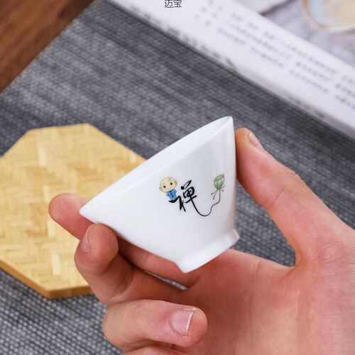 功夫小茶杯6只装陶瓷单个主人杯玻璃品茗杯茶具茶盏茶碗白瓷骨瓷