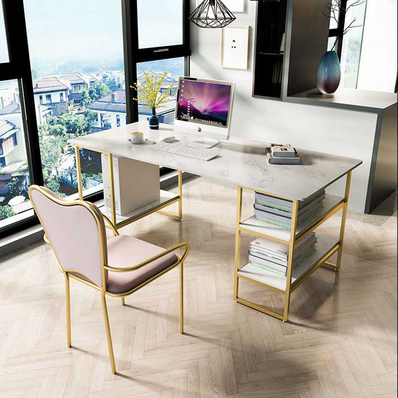 简约现代大理石办公桌 ins铁艺老板桌北欧家用电脑桌创意个性书桌