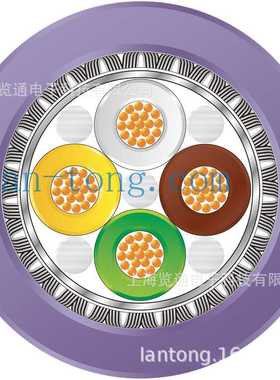 CANopen2芯高柔性2x0.5PUR紫色CAN-BUS双绞屏蔽拖链通讯总线电缆