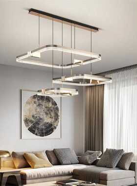 灰色方形客厅灯现代简约大气大厅主灯2023年新款极简轻奢餐厅吊灯