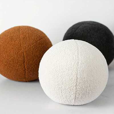 1pc Nordic Style Spherical Cushion Soft Velvet Cushion Solid