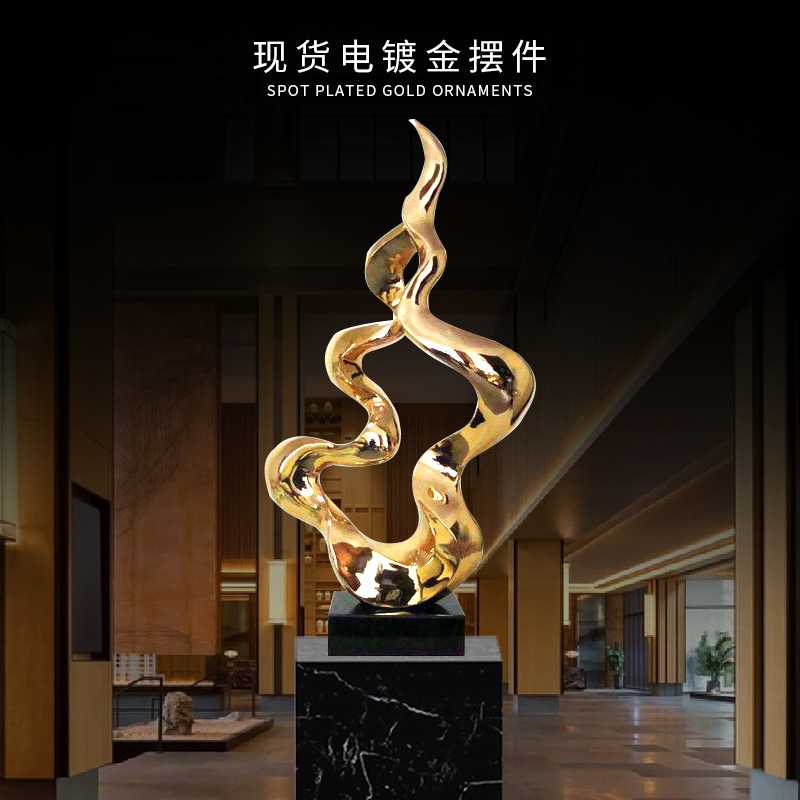 现货欧式浪漫树脂电镀金摆件抽象落地雕塑KTV软装样板房创意饰品