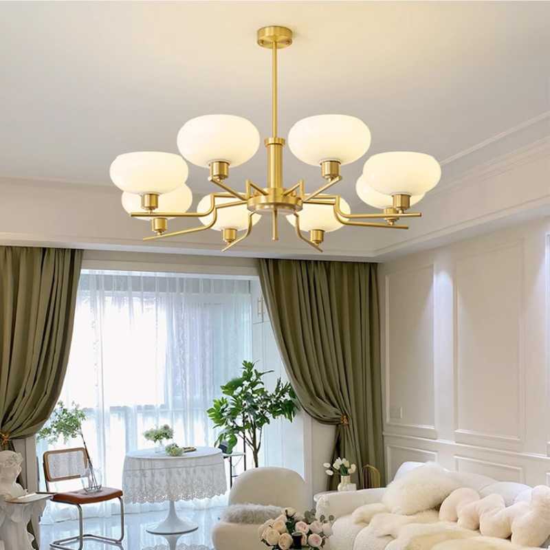 简约法式奶油风吊灯奶白色玻璃灯罩包豪斯北欧书房卧室餐厅客厅灯