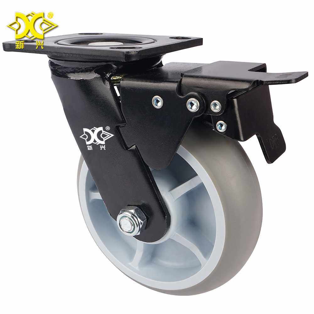 脚轮工厂直供 重型电泳6寸TPR带刹脚轮AB刹 静音轮子工业万向轮