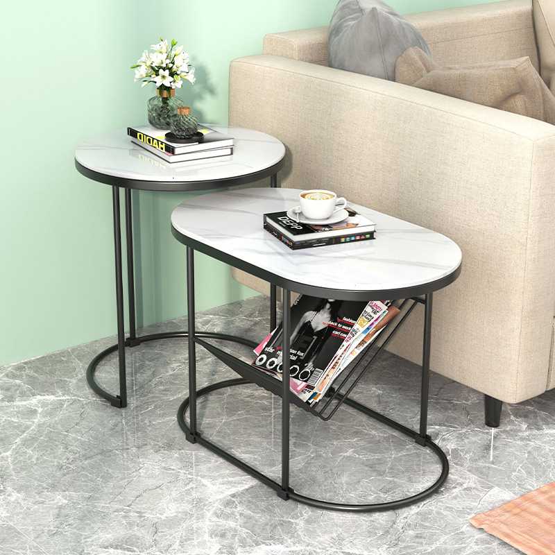 W8轻奢现代沙发边几小户型家用角几侧几椭圆形简约现代阳台小茶几