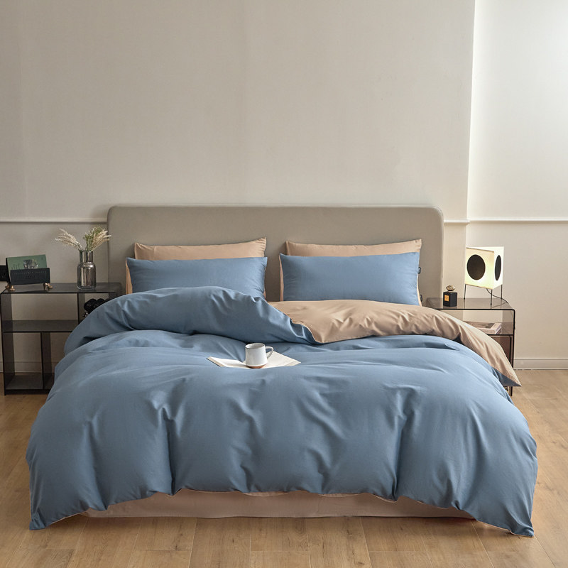 2025新款全棉纯棉纯色双拼四件套--简兮系列
