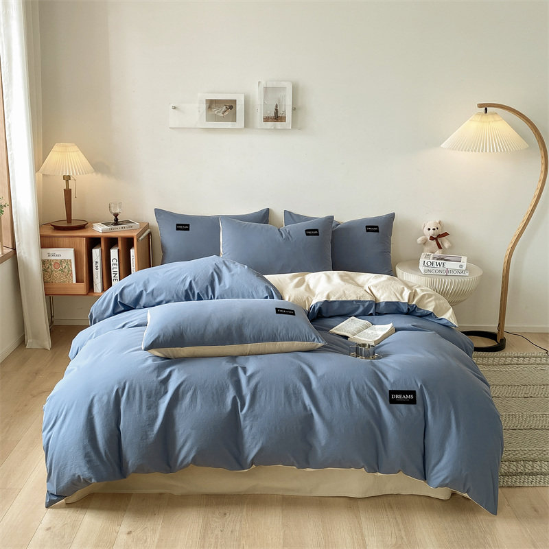 2025新款纯色双拼全棉纯棉四件套柔软舒适
