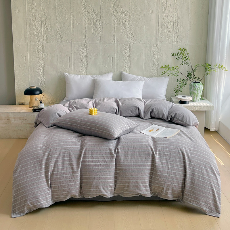 北极绒2026春夏新款全棉纯棉色织提花斜纹水洗棉单被套