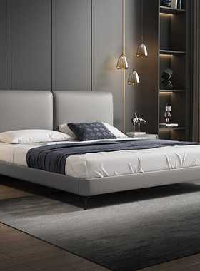 意式轻奢床现代简约1.8米主卧室真皮床小户型实木储物1.5米双人床