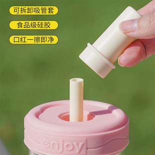 水杯女高颜值杯子大容量玻璃杯带C把手盖高硼硅办公室泡花茶吸管