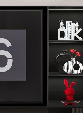 现代家居酒柜电视柜装饰品摆设书房桌面花K瓶插花轻奢高档兔子摆