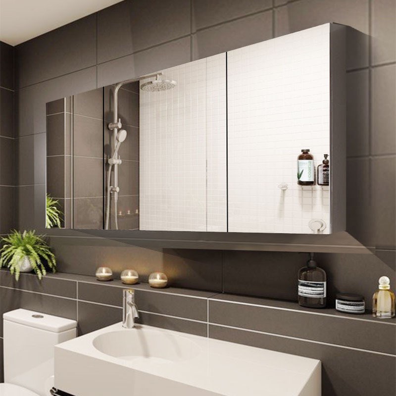 不锈钢镜柜d挂墙式镜柜防潮储物柜卫生间镜子浴室置物柜不带灯