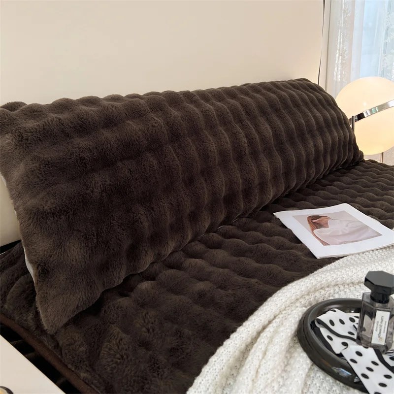 兔毛绒双人长f枕套加绒1.5米牛奶绒1.2m长款枕芯内胆套1.8米枕头