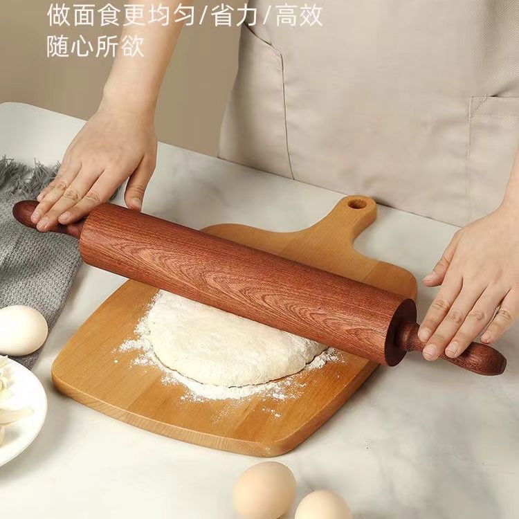 家庭乌檀木擀面杖家用擀面棍赶面棍饺子皮擀面棒大号滚轴面棒大号