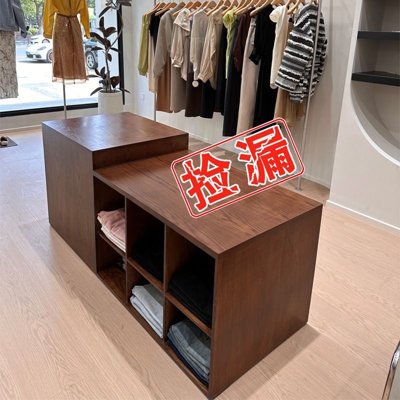 网红女装店简约现代双面格中岛鞋包裤童装饰品展示桌展示台