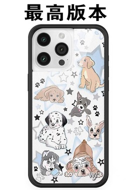 适用Wildflow 小狗派对可爱猫咪壳苹果iPhone17Promax可爱iphone16/15/14/13/12/Pro/Max艺术防摔手机壳黑边