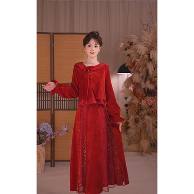 瑶西冬季厚款国风假两件汉服套装