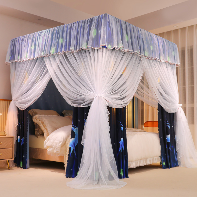蚊帐床帘双层一体式家用欧式带u支架1.8m帐莎1.5米2公主风遮光床