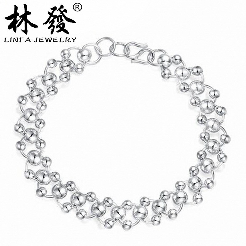 林發银饰99银手链女 民族风时尚 情侣银饰品 R生日礼物送女友手饰