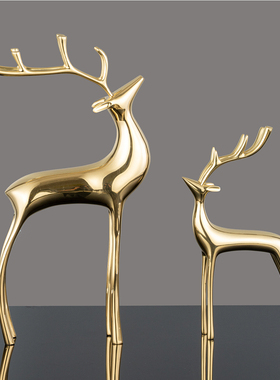 纯铜鹿摆件电视柜酒柜轻奢摆件创意结I婚礼物搭配客厅家居装饰品